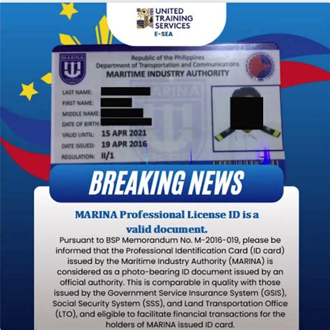 MARINA Professional License ID is a valid document.